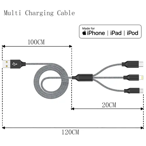 Cable de Carga 3 en 1 Xnewcable — 1.2m, Nylon Trenzado's photo #2