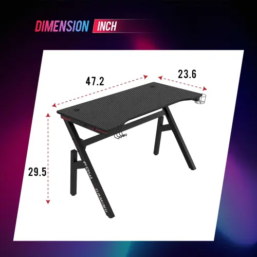 Mesa Gaming BestOffice 47" con Fibra de Carbono Roja's photo #2