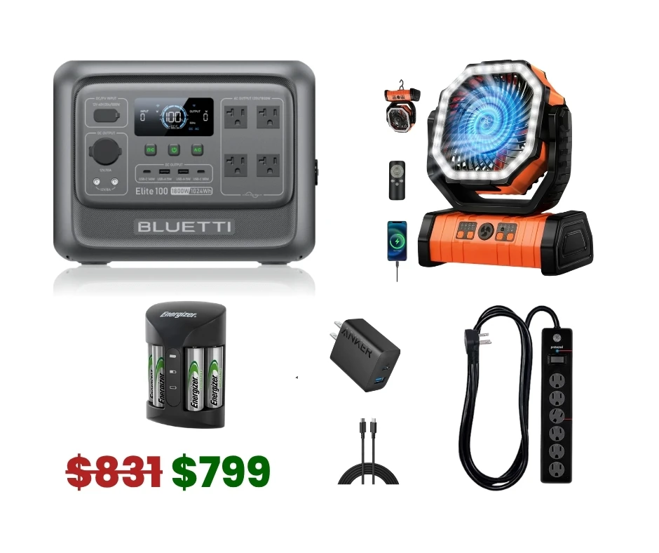 Combo Antiapagón Premium: Estación de Energía Portátil BLUETTI Elite 100 V2 + Ventilador + Protector + Cargadores's foto | Bazar Marianao |  BizneCubano