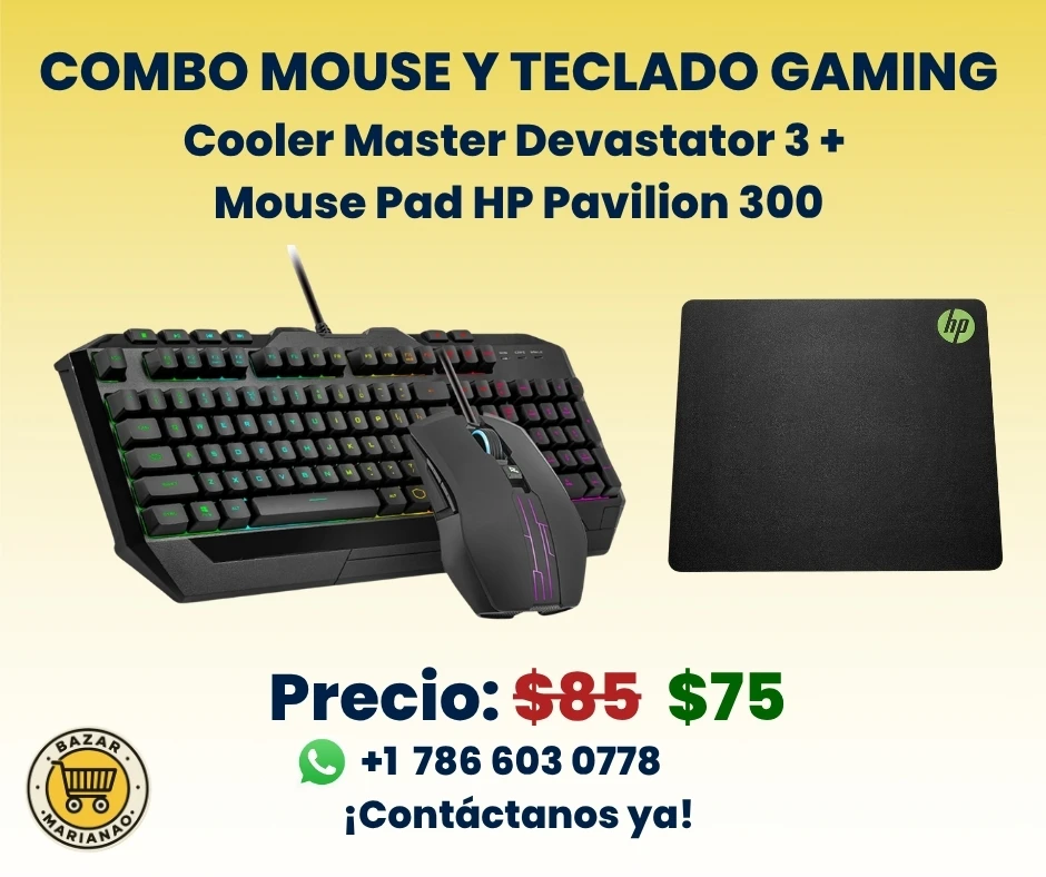 Combo Gaming Cooler Master Devastator 3 + Mouse Pad HP Pavilion 300's foto | Bazar Marianao |  BizneCubano