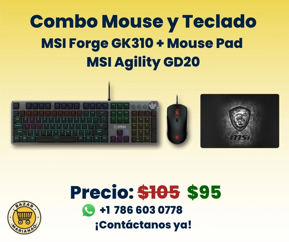Combo Gaming MSI Forge GK310 + Mouse Pad MSI Agility GD20's foto | Bazar Marianao |  BizneCubano