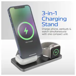 Energizer Base de Carga Magnética 3 en 1 15W MagSafe/Qi2 miniatura 1