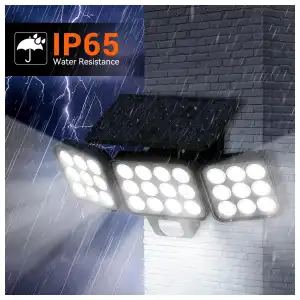 Luces Solares LED Exteriores 3500LM con Sensor de Movimiento PIR, 3 Cabezales Ajustables, Impermeables IP para Patio, Jardín, Garaje y Seguridad del Hogar (Pack de 2) miniatura 5