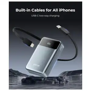 Power Bank JOYFAR 30000mAh con Cables Integrados y Carga Rápida 22.5W, Batería Portátil de Alta Capacidad con Salidas Múltiples para Cargar Hasta 4 Dispositivos Simultáneamente, Pantalla LED miniatura 6