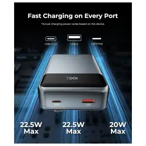 Power Bank JOYFAR 30000mAh con Cables Integrados y Carga Rápida 22.5W, Batería Portátil de Alta Capacidad con Salidas Múltiples para Cargar Hasta 4 Dispositivos Simultáneamente, Pantalla LED miniatura 2