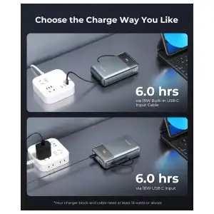 Power Bank JOYFAR 30000mAh con Cables Integrados y Carga Rápida 22.5W, Batería Portátil de Alta Capacidad con Salidas Múltiples para Cargar Hasta 4 Dispositivos Simultáneamente, Pantalla LED miniatura 5