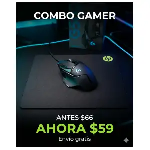 Combo Gamer Logitech G502 HERO con Mouse Pad HP Pavilion 300, Mouse de Alta Precisión 25,600 DPI con Botones Programables y Alfombrilla Antideslizante para Gaming y Oficina miniatura 1