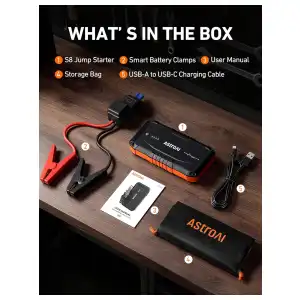 Arrancador Portátil AstroAI S8 1500A 12V con Power Bank, Linterna LED y Cables Inteligentes para Motores Gasolina 6.0L y Diésel 3.0L miniatura 9