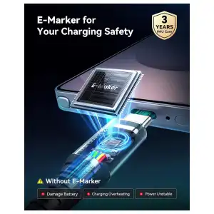 Cable USB-C a USB-C INIU 240W Trenzado de Carga Rápida para iPhone, Samsung, Laptop, MacBook, iPad y Switch miniatura 6