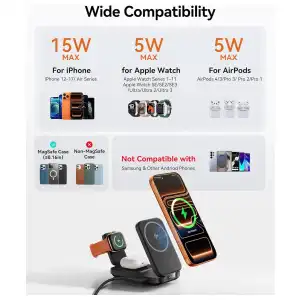 Estación de Carga Inalámbrica INIU 3 en 1 Qi2 15W Plegable para iPhone, Apple Watch y AirPods con Adaptador 30W miniatura 7