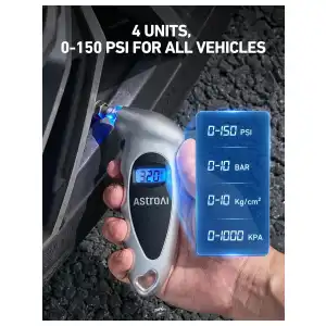 Medidor Digital de Presión para Neumáticos AstroAI 150 PSI con Pantalla LCD Retroiluminada para Autos, Camiones, Motos y Bicicletas miniatura 3