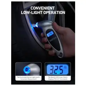 Medidor Digital de Presión para Neumáticos AstroAI 150 PSI con Pantalla LCD Retroiluminada para Autos, Camiones, Motos y Bicicletas miniatura 2