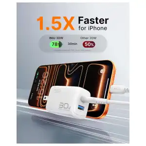 Cargador INIU 30W GaN USB-C de Carga Rápida con Doble Puerto y Cables Incluidos miniatura 3