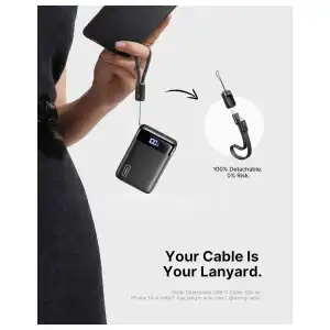 INIU Power Bank 20000mAh Mini Size 22.5W USB-C con Cable Desmontable, Pantalla LED y Linterna miniatura 3