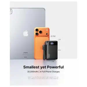 INIU Power Bank 20000mAh Mini Size 22.5W USB-C con Cable Desmontable, Pantalla LED y Linterna miniatura 2