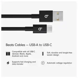 Cable Beats USB-A a USB-C de 5 ft Trenzado para Carga Rápida Apple y Android miniatura 2