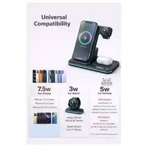 Cargador Inalámbrico Energizer 3 en 1 Qi 15W RGB para iPhone, AirPods, Apple Watch y Android miniatura 2