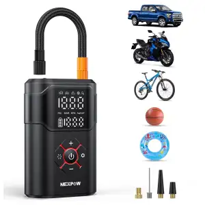 Inflador/Compresor Portátil NEXPOW 150 PSI Recargable para Auto, Moto, Bicicleta y Pelotas con Pantalla Dual miniatura 1
