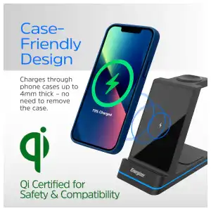 Cargador Inalámbrico Energizer 3 en 1 Qi 15W RGB para iPhone, AirPods, Apple Watch y Android miniatura 6