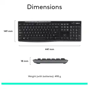 Combo Logitech MK270 Teclado y Mouse Inalámbrico Full Size con Receptor USB miniatura 9