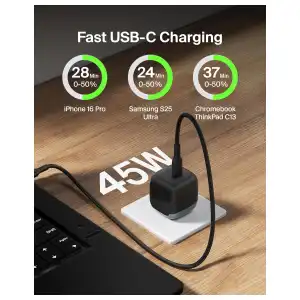 Cargador Belkin 45W USB-C con Cable USB-C, PD 3.1, PPS y Pines Plegables miniatura 3