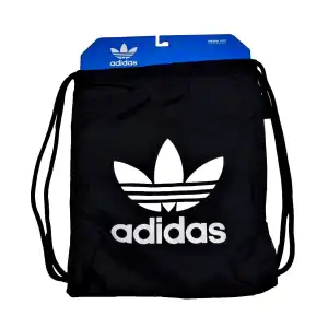 Mochila Adidas Originals Trefoil Sackpack Negro/Blanco con Cierre de Cordón y Bolsillo con Zipper miniatura 2