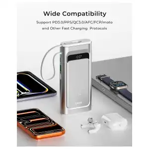 Power Bank TALIX 10000mAh 100W USB-C con Cable Integrado, Pantalla Digital y 3 Puertos miniatura 8