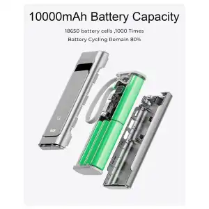 Power Bank TALIX 10000mAh 100W USB-C con Cable Integrado, Pantalla Digital y 3 Puertos miniatura 3