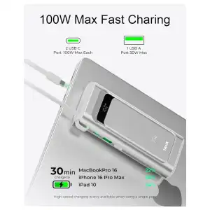 Power Bank TALIX 10000mAh 100W USB-C con Cable Integrado, Pantalla Digital y 3 Puertos miniatura 2