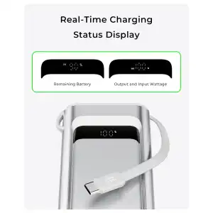 Power Bank TALIX 10000mAh 100W USB-C con Cable Integrado, Pantalla Digital y 3 Puertos miniatura 4