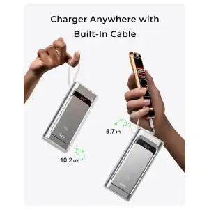 Power Bank TALIX 10000mAh 100W USB-C con Cable Integrado, Pantalla Digital y 3 Puertos miniatura 5