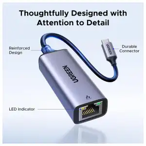 Adaptador UGREEN USB-C a Ethernet Gigabit RJ45 1000Mbps para MacBook, iPad, iPhone y Laptops USB-C miniatura 8