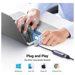 Adaptador UGREEN USB-C a Ethernet Gigabit RJ45 1000Mbps para MacBook, iPad, iPhone y Laptops USB-C miniatura 4
