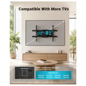 Soporte de Pared BONTEC Full Motion para TV 37–85″, 132 lb, Doble Brazo Articulado y VESA 600×400 mm miniatura 2