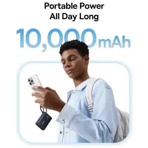 Baseus PicoGo Power Bank 10000mAh 45W con Cable USB-C Integrado, 3 Salidas y Pantalla Digital miniatura 5