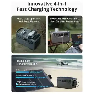 Estación de Energía Portátil DJI Power 1000 Estación de Energía Portátil 1024Wh 2200W LiFePO₄ con UPS y Carga Rápida miniatura 5