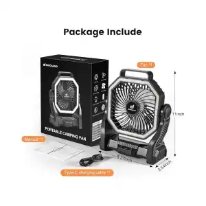 Ventilador Recargable Odoland 20000mAh con Linterna LED y 4 Velocidades miniatura 8
