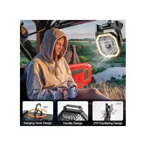 Ventilador Recargable Odoland 20000mAh con Linterna LED y 4 Velocidades miniatura 5
