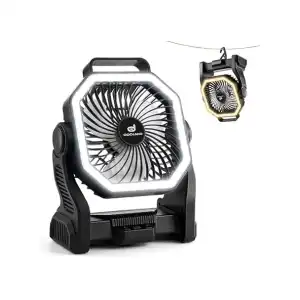 Ventilador Recargable Odoland 20000mAh con Linterna LED y 4 Velocidades miniatura 1