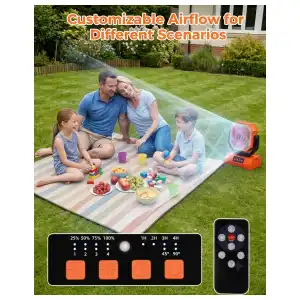 Ventilador Recargable FYGURSO 20000mAh con Luz LED, Oscilación y Control Remoto miniatura 6