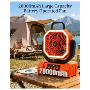 Ventilador Recargable FYGURSO 20000mAh con Luz LED, Oscilación y Control Remoto miniatura 2