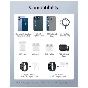 Cargador ESR 3 en 1 Plegable MagSafe para iPhone, Apple Watch y AirPods miniatura 7