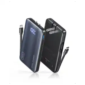 Power Bank INIU 10000mAh 45W GaN 3 en 1 con enchufe y cable USB-C integrado miniatura 1
