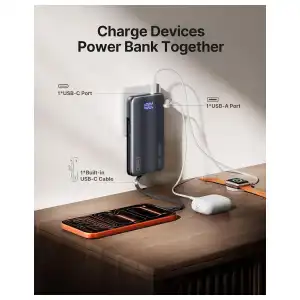 Power Bank INIU 10000mAh 45W GaN 3 en 1 con enchufe y cable USB-C integrado miniatura 5