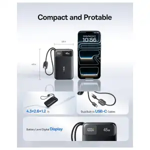 Power Bank Baseus EnerFill FC11 20000mAh 45W con 2 cables USB-C integrados miniatura 2