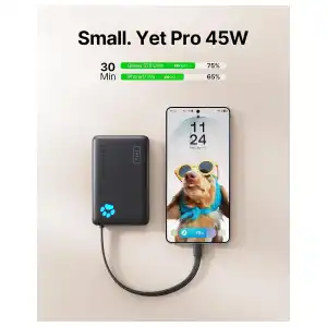 Power Bank INIU 10000mAh 45W con cable USB-C integrado y linterna LED miniatura 2