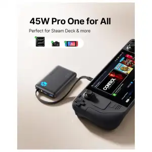 Power Bank INIU 10000mAh 45W con cable USB-C integrado y linterna LED miniatura 5