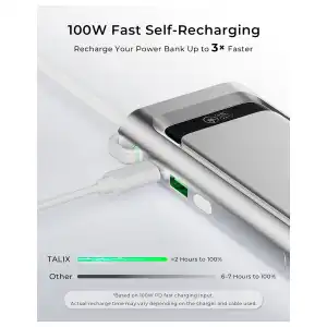 Power Bank TALIX 20000mAh 190W con USB-C 140W y cable integrado para laptop miniatura 9