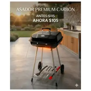Kit Asador de Carbón con Ruedas Expert Grill 17.5” + Accesorios miniatura 1
