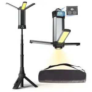 Luz de Trabajo Recargable con Trípode, 3 Cabezas LED y Bolsa miniatura 1